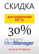 Скидка 30% на подписку MindManager для владельцев ПП 1С